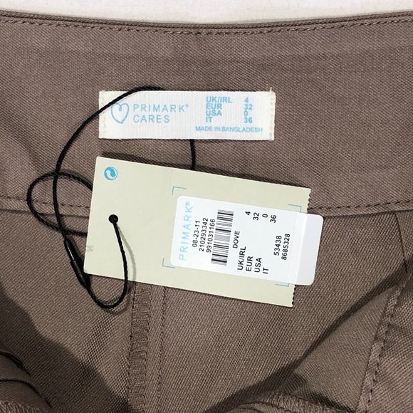 Primark Cares Womens Size 0 Olive Green Flared Pleated High Rise Short Skort - Picture 5 of 8